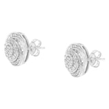 .925 Sterling Silver 1/4 Cttw Baguette and Round Diamond Swirl Love Knot Stud Earrings (I-J Color, I3 Clarity)-4 thumbnail 5