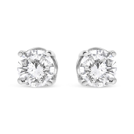 14K White Gold 3/4 Cttw Lab Grown Diamond 4-Prong Classic Stud Earrings (F-G Color, VS2-SI1 Clarity)-0