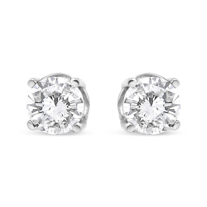 14K White Gold 3/4 Cttw Lab Grown Diamond 4-Prong Classic Stud Earrings (F-G Color, VS2-SI1 Clarity)