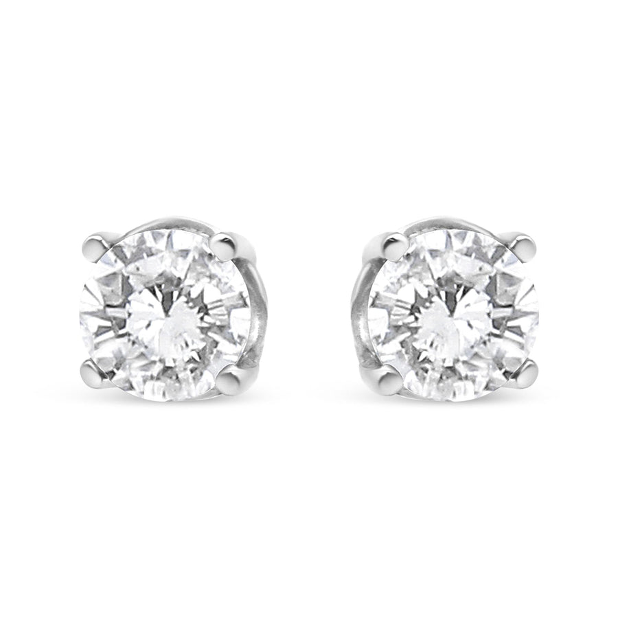 14K White Gold 3/4 Cttw Lab Grown Diamond 4-Prong Classic Stud Earrings (F-G Color, VS2-SI1 Clarity)
