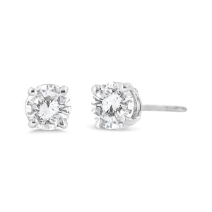 14K White Gold 3/4 Cttw Lab Grown Diamond 4-Prong Classic Stud Earrings (F-G Color, VS2-SI1 Clarity)-1