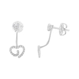 .925 Sterling Silver 1/4 Cttw Diamond Swirl Heart Front/Back Earrings (I-J Color, I2-I3 Clarity)-1 thumbnail 2