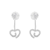 .925 Sterling Silver 1/4 Cttw Diamond Swirl Heart Front/Back Earrings (I-J Color, I2-I3 Clarity)-3 thumbnail 4