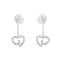 .925 Sterling Silver 1/4 Cttw Diamond Swirl Heart Front/Back Earrings (I-J Color, I2-I3 Clarity)