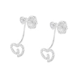 .925 Sterling Silver 1/4 Cttw Diamond Swirl Heart Front/Back Earrings (I-J Color, I2-I3 Clarity)-4 thumbnail 5