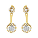 14K Yellow Gold Plated .925 Sterling Silver 5/8 Cttw Diamond Removable Stud and Dangle Earrings (I-J Color, I2-I3)-3 thumbnail 4
