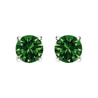 14K Gold Lab Grown Green Diamond Classic Solitaire Stud Earrings