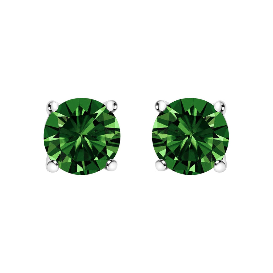 14K Gold Lab Grown Green Diamond Classic Solitaire Stud Earrings