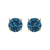 14K Gold Blue Lab Grown Diamond Stud Earrings with Screw Backs