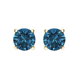 14K Gold Blue Lab Grown Diamond Stud Earrings with Screw Backs-1