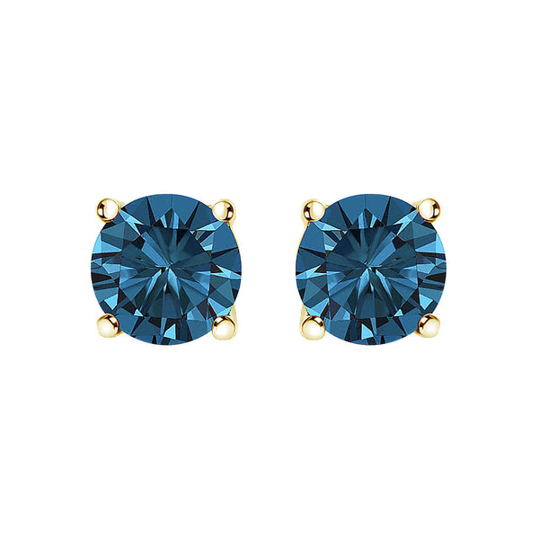 14K Gold Blue Lab Grown Diamond Stud Earrings with Screw Backs