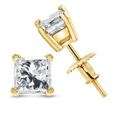 14K Yellow Gold 1/2 Cttw Princess Cut Diamond Solitaire Stud Earrings with Screwbacks (I-J Color, SI2-I1 Clarity)-3 thumbnail 4
