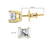 14K Yellow Gold 1/2 Cttw Princess Cut Diamond Solitaire Stud Earrings with Screwbacks (I-J Color, SI2-I1 Clarity)-4 thumbnail 5