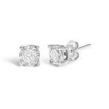 .925 Sterling Silver 1/2 Cttw Near Colorless Round Brilliant-Cut Diamond Miracle-Set Stud Earrings (H-I Color, I2-I3 Clarity)-1 thumbnail 2