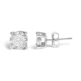 .925 Sterling Silver 1/2 Cttw Near Colorless Round Brilliant-Cut Diamond Miracle-Set Stud Earrings (H-I Color, I2-I3 Clarity)-3 thumbnail 4