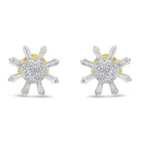 10k Yellow Gold Round and Baguette Diamond Stud Earring (0.50 cttw, H-I Color, I2-I3 Clarity)