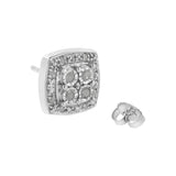 .925 Sterling Silver 1/4 cttw Round Cut Diamond Square Shape Milgrain Stud Earrings (I-J Color, I3 Clarity)-4 thumbnail 5