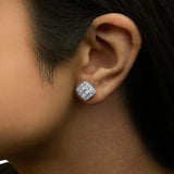 .925 Sterling Silver 1/4 cttw Round Cut Diamond Square Shape Milgrain Stud Earrings (I-J Color, I3 Clarity)-2 thumbnail 3