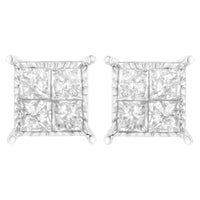 Sterling Silver 3/4 cttw Composite Diamond Stud Earrings (I-J, I2-I3)
