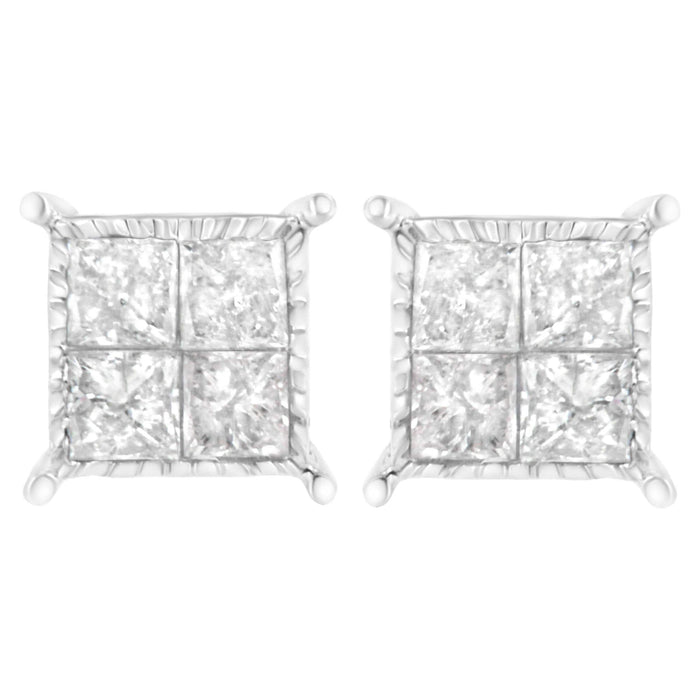Sterling Silver 3/4 cttw Composite Diamond Stud Earrings (I-J, I2-I3)