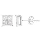 Sterling Silver 3/4 cttw Composite Diamond Stud Earrings (I-J, I2-I3)-1 thumbnail 2