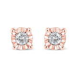 .925 Sterling Silver 1/10 Cttw Round Brilliant-Cut Diamond Miracle-Set Stud Earrings-1 thumbnail 2