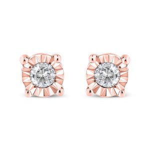 .925 Sterling Silver 1/10 Cttw Round Brilliant-Cut Diamond Miracle-Set Stud Earrings-1