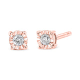 .925 Sterling Silver 1/10 Cttw Round Brilliant-Cut Diamond Miracle-Set Stud Earrings-4 thumbnail 5