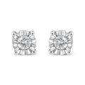 925 sterling silver stud earrings with round diamond stones in miracle setting
