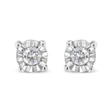 .925 Sterling Silver 1/10 Cttw Round Brilliant-Cut Diamond Miracle-Set Stud Earrings-0 thumbnail 1