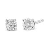 .925 Sterling Silver 1/10 Cttw Round Brilliant-Cut Diamond Miracle-Set Stud Earrings-3 thumbnail 4