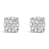 .925 Sterling Silver 1/10 Cttw Round Brilliant-Cut Lab Grown Diamond Miracle-Set Stud Earrings (F-G Color, VS1-VS2 Clarity)-2 thumbnail 3