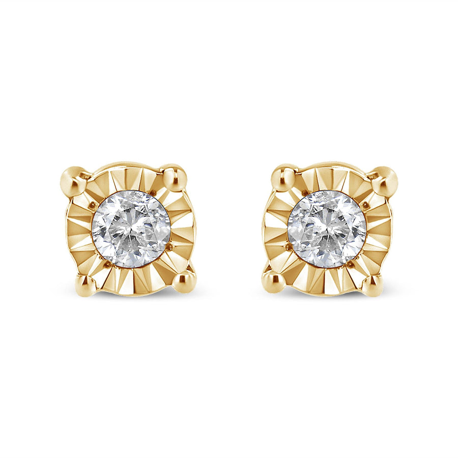 .925 Sterling Silver 1/10 Cttw Round Brilliant-Cut Diamond Miracle-Set Stud Earrings