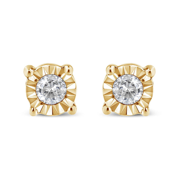 .925 Sterling Silver 1/10 Cttw Round Brilliant-Cut Diamond Miracle-Set Stud Earrings