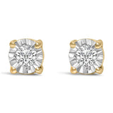 .925 Sterling Silver 1/10 Cttw Round Brilliant-Cut Lab Grown Diamond Miracle-Set Stud Earrings (F-G Color, VS1-VS2 Clarity)-1 thumbnail 2
