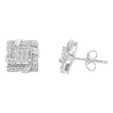 .925 Sterling Silver 1/2 Cttw Round-Cut Diamond Stud Earrings (I-J Color, I1-I2 Clarity)-1 thumbnail 2