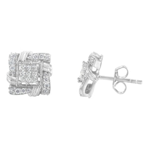 .925 Sterling Silver 1/2 Cttw Round-Cut Diamond Stud Earrings (I-J Color, I1-I2 Clarity)-1