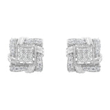 .925 Sterling Silver 1/2 Cttw Round-Cut Diamond Stud Earrings (I-J Color, I1-I2 Clarity)-3 thumbnail 4
