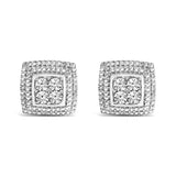 925 sterling silver ring with square milgrain diamond accent stones thumbnail 1