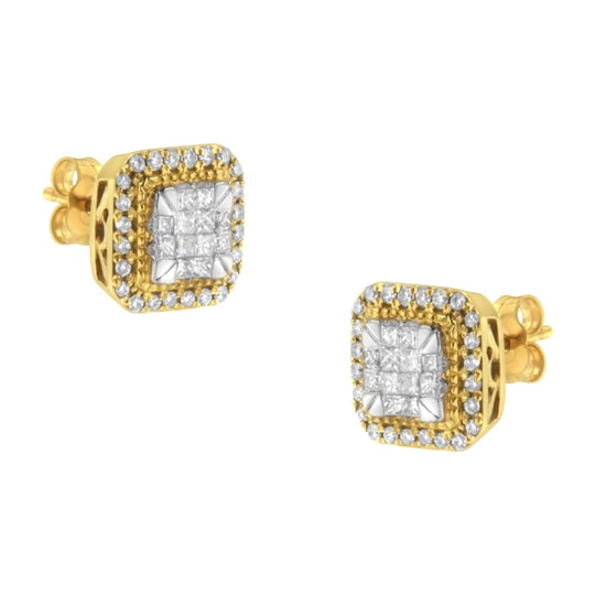 10KT Yellow Gold Diamond Stud Earrings (1/2 cttw, H-I Color, SI2-I1 Clarity)-0