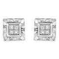 925 sterling silver earrings with 8 princess-cut diamond stones