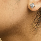 .925 Sterling Silver 1/6 Cttw Invisible Set Princess-Cut Diamond Quad Composite Stud Earrings (H-I Color, I1-I2 Clarity)-2 thumbnail 3