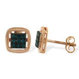 Rose Plated Sterling Silver Rose Cut Treated Diamond Stud Earring (0.25 cttw, Blue Color, I2-I3 Clarity)-1 thumbnail 2