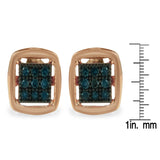 Rose Plated Sterling Silver Rose Cut Treated Diamond Stud Earring (0.25 cttw, Blue Color, I2-I3 Clarity)-4 thumbnail 5