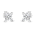 14K white gold ring with marquise diamond flower cluster stones