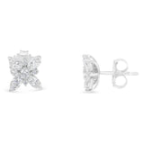 14K White Gold Marquise Diamond Flower Stud Earring (1.00 cttw, H-I Color, SI1-SI2 Clarity)-1 thumbnail 2