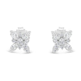 14K White Gold Marquise Diamond Flower Stud Earring (1.00 cttw, H-I Color, SI1-SI2 Clarity)-4 thumbnail 5
