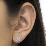 14K White Gold Marquise Diamond Flower Stud Earring (1.00 cttw, H-I Color, SI1-SI2 Clarity)-2 thumbnail 3