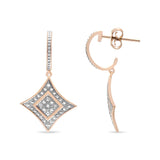 10K Rose Gold Plated Sterling Silver Round Cut Diamond Cushion Dangle Earrings (0.04 cttw, H-I Color, I2-I3 Clarity)-3 thumbnail 4