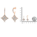 10K Rose Gold Plated Sterling Silver Round Cut Diamond Cushion Dangle Earrings (0.04 cttw, H-I Color, I2-I3 Clarity)-4 thumbnail 5